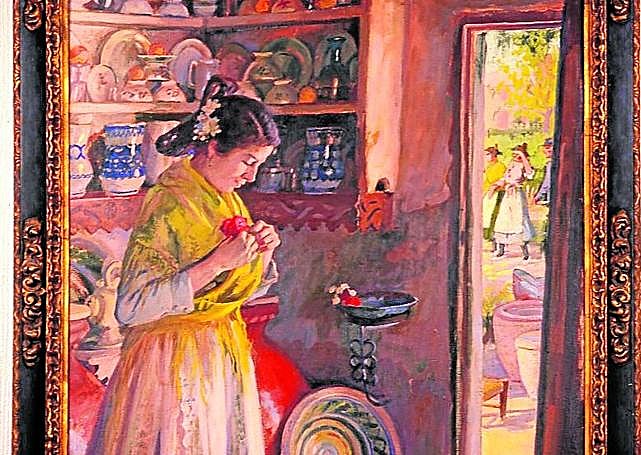 'Interior huertano'. Pintura de José María Almela incluida en la colección fotográfica de obras de arte del Museo de Bellas Artes de Murcia.